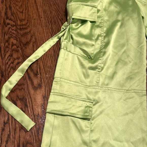 Lime Green Silky Pants - Picture 2 of 6